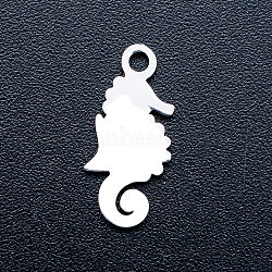 Non-Tarnish 201 Stainless Steel Pendants, Stamping Blank Tag Charms, Sea Horse, Stainless Steel Color, 15x6.5x1mm, Hole: 1.5mm(STAS-T046-JA328)