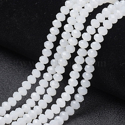 Glass Beads Strands, Imitation Jade, Faceted, Rondelle, White, 2.9~3.3x2mm, Hole: 0.8mm, about 148~150pcs/strand, 39.5~40cm(EGLA-A044-J2mm-D05)