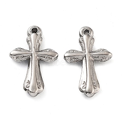 201 Stainless Steel Pendants, Cross Charm, Stainless Steel Color, 23.5x14.5x3mm, Hole: 1.4mm(STAS-Z057-18A)