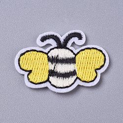Computerized Embroidery Cloth Iron on/Sew on Patches, Costume Accessories, Appliques, Bees, Yellow, 24x35.5x1.5mm(DIY-I016-32A)