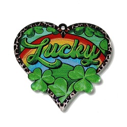 Opaque Acrylic Pendants, Heart, Lime Green, 40x44x2mm, Hole: 1.6mm(OACR-Z007-01A)