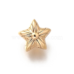 Brass Beads, Star, Real 18K Gold Plated, 8.5x9x5.5mm, Hole: 1mm(KK-K378-56G)