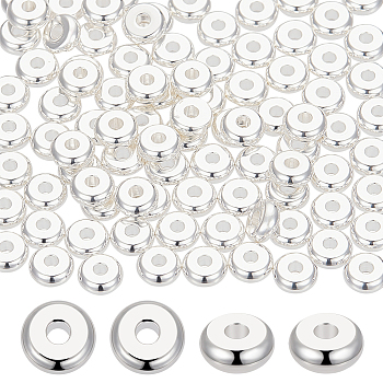304 Stainless Steel Spacer Beads, Flat Round, Silver, 6x2.5mm, Hole: 1.8mm, about 100pcs/box