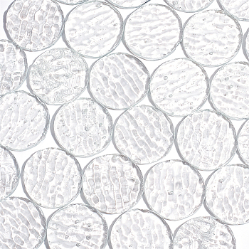 30Pcs Transparent Glass Mosaic Tiles, Water Ripple Texture, for Mosaic Wall Art, Flat Round, Clear, 25x3mm