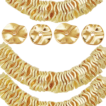 100Pcs Brass Spacer Beads, Wavy Disc, Golden, 8x1.5mm, Hole: 1.2mm, 100pcs/set