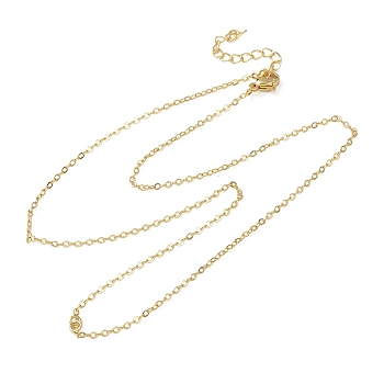 1.5MM Brass Cable Chain Necklace Making, Cadmium Free & Lead Free, Long-Lasting Plated, Rack Plating, Real 18K Gold Plated, 17.95 inch(45.6cm)