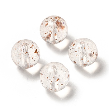 Transparent Acrylic Beads, with Gold Foil, Round, Clear, 15.5x15mm, Hole: 2mm