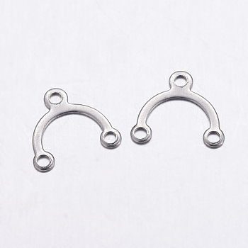 304 Stainless Steel Chandelier Component Links, 3 Loop Connectors, Arch, Stainless Steel Color, 8.5x9x0.5mm, Hole: 1mm