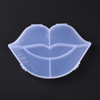 5 Grids Transparent Plastic Box, Lip Shaped Bead Containers for Small Jewelry and Beads, WhiteSmoke, 12.2x18.1x2.5cm, Inner Diameter: 30.5x110.5x22mm and 47x87x22mm and 71x88x22mm