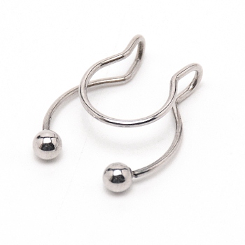 Wire Wrap Nose Ring for Teen Girl Women, 304 Stainless Steel Nose Cuff Non Piercing Jewelry, Stainless Steel Color, 17.5x14x5mm