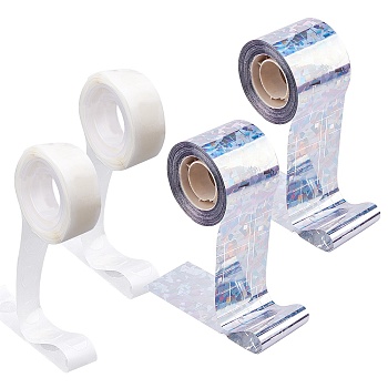 Self-Adhesive Bird Repellent Scare Tape, with Balloon Attachment Glue Point, Removable Glue Points Stickers, Mixed Color, 13mm, 56x46mm, 4rolls/set
