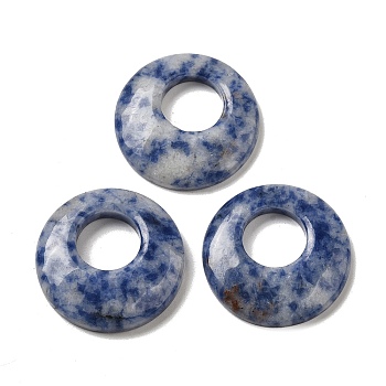 Natural Blue Spot Jasper Pendants, Donut/Pi Disc Charms, 27.5~28x4.5~5.5mm