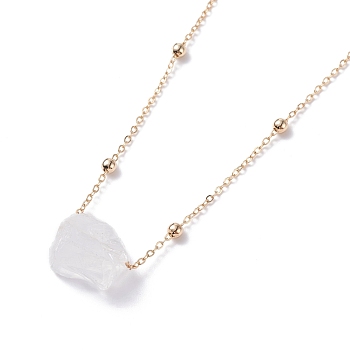 Natural Quartz Crystal Stone Pendant Necklace for Women, Golden, 17-3/4 inch(45cm)