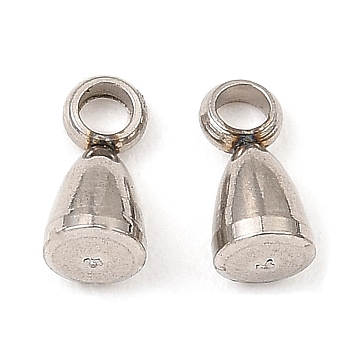 201 Stainless Steel Tail Chain Drop Charms, Stainless Steel Color, 6x3mm, Hole: 1.4mm