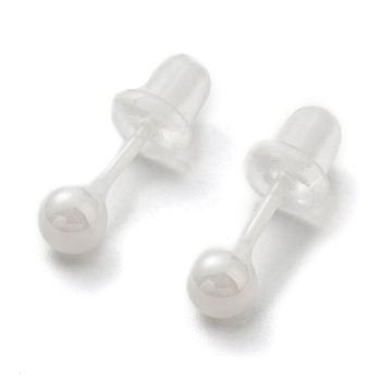 Ceramic Round Ball Stud Earrings, Stud Post Earrings, WhiteSmoke, 4mm