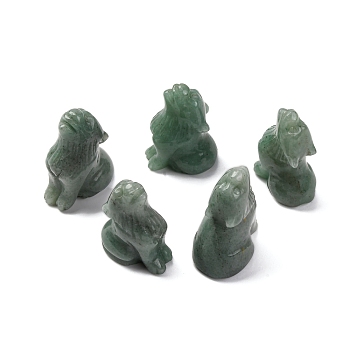 Natural Green Aventurine Display Decorations, Home Decoration Supplies, Wolf, 38~40x25~29x16~26mm