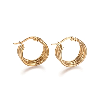 304 Stainless Steel Geometric Hoop Earrings, Hypoallergenic Earrings, Multi-Layer Earrings, Ring, Golden, 20x8.5mm, Pin: 1x0.6mm