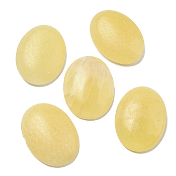 Natural Yellow Jade Cabochons, Oval, 30x21.5~22x5~8.5mm