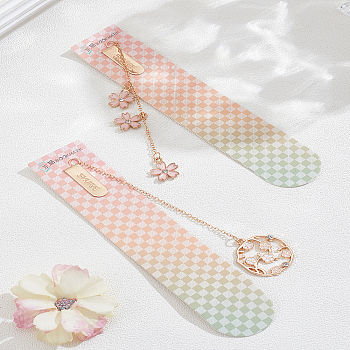 2Pcs 2 Styles Zinc Alloy Enamel Bookmarks, Light Gold, Mixed Shapes, 140~150mm, 1pc/style