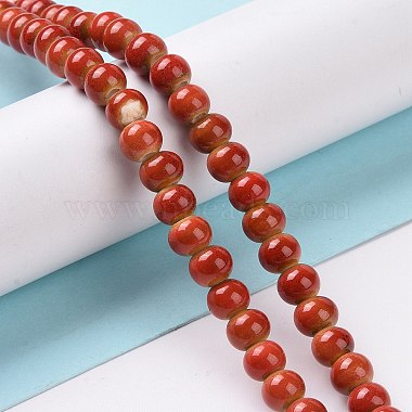 Chapelets de perles rondes en céramique émaillée en porcelaine émaillée manuelles(PORC-L019-6mm-08)-4