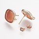 Brass Micro Pave Cubic Zirconia Stud Earring Findings(ZIRC-G123-02G-B)-2