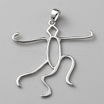 1Pc 925 Sterling Silver Pendant Findings, Cabochon Settings, Twist, Platinum, 33x33x1mm, Hole: 5x3mm(STER-PH0002-23)