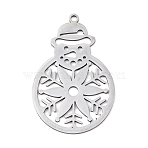 Christmas 201 Stainless Steel Pendants, Snowman & Snowflake, 38x25x1mm, Hole: 1.8mm(STAS-C156-01X-P)