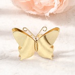 Brass Cuff Open Rings for Women, Butterfly, Golden, Inner Diameter: 16.8mm(RJEW-F215-02G)