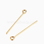 304 Stainless Steel Eye Pins, Real 18K Gold Plated, 20 Gauge, 25x0.8mm, Hole: 2mm(X-STAS-I318-D07-G)