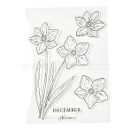 Silicone Clear Stamps, for Card Making Decoration DIY Scrapbooking, Flower Pattern, 20.5x14.5x0.3cm(DIY-A013-18)