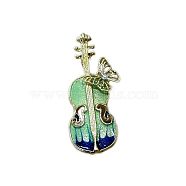 Musical Instrument Alloy Brooch, Violin Butterfly Vintage Enamel Pin for Women, Golden, 49x22mm(JEWB-PW0003-08)