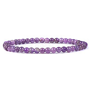 4mm Round Natural Amethyst Beads Bracelet for Men, European and American Retro Simple Versatile Stretch Bracelets, 7-1/2 inch(19cm)(KG3069-35)