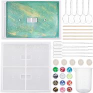 DIY Light Switch Cover Silicone Molds Kits, Including Wooden Craft Sticks, Plastic Transfer Pipettes, Latex Finger Cots, Plastic Spoons, Plastic Measuring Cup, White, 127x82x7mm, Hole: 4mm, Inner Diameter: 10x24.5mm, 117x117x7mm, Hole: 4mm, Inner Diameter: 10x24.5mm, 1set(DIY-OC0003-40)