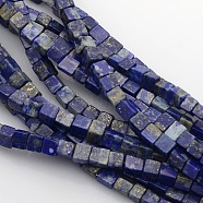 Cube Natural Lapis Lazuli Beads Strands, 4x4x4mm, Hole: 1mm, about 85~100pcs/strand, 15.3 inch~15.8 inch(G-P057-02)
