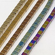 Electroplate Non-magnetic Synthetic Hematite Beads Strands, Cube, Grade AAAA, Mixed Color, 2x2x2mm, Hole: 0.8mm, about 163pcs/strand, 16 inch(G-J170A-2x2mm-M)