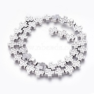 Electroplated Non-magnetic Synthetic Hematite Beads Strands, Polish, Cross, Platinum Plated, 10x10x4mm, Hole: 1mm, about 40pcs/strand, 15.94 inch(40.5cm)(G-P392-F02)