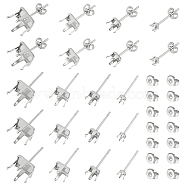 80Pcs 4 Style 304 Stainless Steel Square Stud Earring Settings, Prong Earring Settings for Rhinestone, with 80Pcs Ear Nuts, Stainless Steel Color, 3~9x3~9mm, Pin: 0.8mm, Fit for 3~9mm Rhinestone, 20Pcs/style(STAS-UN0050-41)