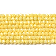Cubic Zirconia Bead Strands, Faceted Round, Yellow, 3mm, Hole: 0.6mm, about 120pcs/strand, 14.84''~14.96''(37.7~38cm)(ZIRC-P109-02A-04)
