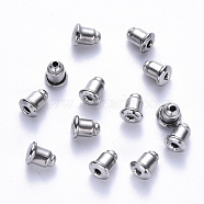 304 Stainless Steel Bullet Ear Nuts, Earring Backs, Stainless Steel Color, 5.5x5.5x4.5mm, Hole: 1.2mm(STAS-S113-002)