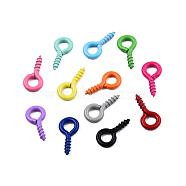 Spray Painted Iron Screw Eye Pin Peg Bails, For Half Drilled Beads, Cadmium Free & Nickel Free & Lead Free, Mixed Color, 10x5x1mm, Hole: 2.5mm, Pin: 1.5mm(IFIN-YW0001-84)