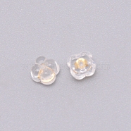 Silicone Ear Nuts, Earring Backs, with Brass Findings, Clover, Golden, 5x5x3.5mm, Hole: 0.6mm(FIND-TAC0001-06G)