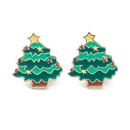 Christmas Themed Alloy Enamel Brooches, Enamel Pin, with Clutches, Christmas Tree, Colorful, 22x20x9.5mm, Pin: 1mm(JEWB-A001-07)