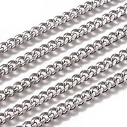 Handmade 304 Stainless Steel Cuban Link Chains, Chunky Curb Chains, Twisted Chains, Unwelded, Faceted, Stainless Steel Color, 7x5x2mm, Wire: 1.4mm(STAS-F229-07C-P)