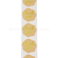 Thank You Stickers Round Labels for Envelope Greeting Cards, Yellow, 25x25mm 150pcs/roll(DIY-R084-06A)