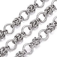 Alloy Round Ring Link Chains, Unwelded, with Spool, Real Platinum Plated, 15x2.5mm, about 16.40 Feet(5m)/Roll(LCHA-N02-02P)