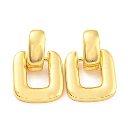 Rack Plating Brass Square Dangle Stud Earrings, Long-Lasting Plated, Lead Free & Cadmium Free, Real 18K Gold Plated, 26.5x17.5mm(EJEW-A028-15G)