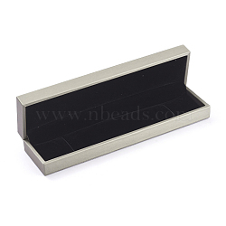 Plastic Jewelry Boxes, Covered with PU Leather, Rectangle, Gray, 22x5.7x3.4cm(LBOX-L004-E04)