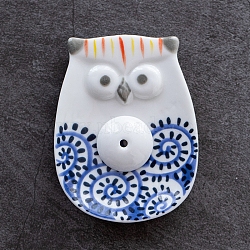 Porcelain Incense Burners, Owl Incense Holders, Home Office Teahouse Zen Buddhist Supplies, Royal Blue, 70x55x10mm(DJEW-PW0012-128A)
