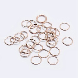925 Sterling Silver Open Jump Rings, Round Rings, Rose Gold, 8x1mm, Inner Diameter: 6mm, about 56pcs/10g(STER-F036-02RG-1x8mm)