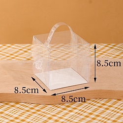 Foldable Transparent PET Cakes Boxes, Portable Dessert Bakery Boxes, Rectangle, Clear, 8.5x8.5x8.5cm(CON-PW0001-049A)